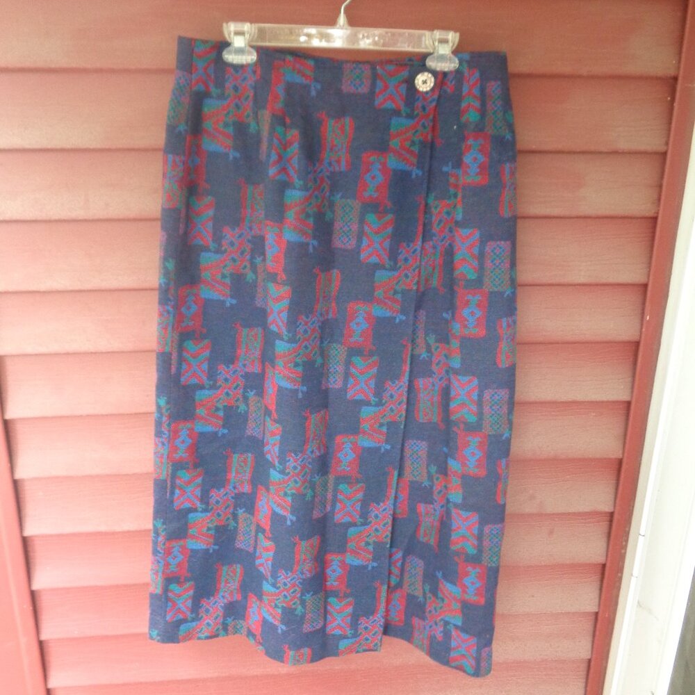 Pendleton Knockabout Navy & Red Wool Wrap Skirt -… - image 1